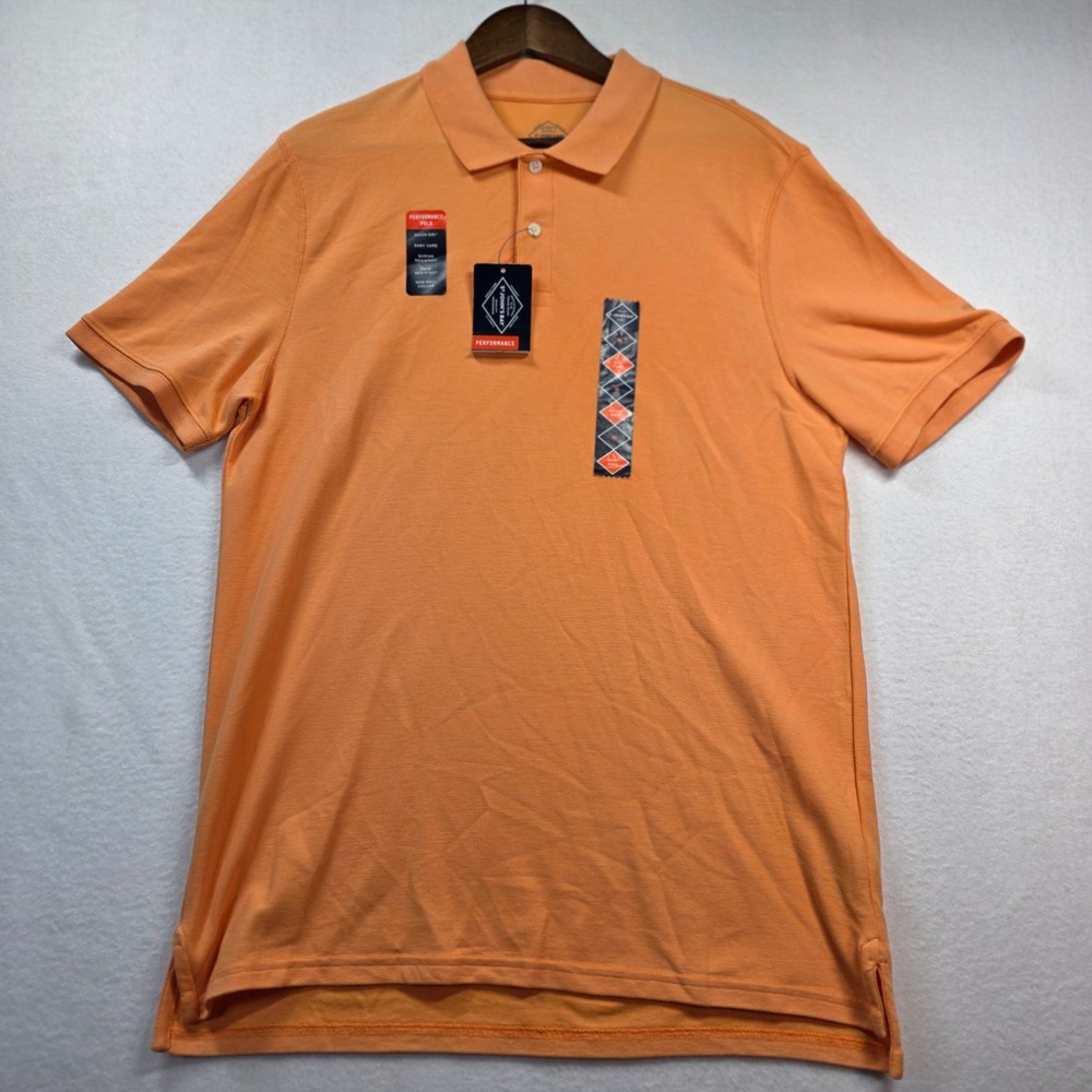 St. John's‎ Bay Performance Polo Shirt Mens Medium Tangerine Quick-Dri NWT